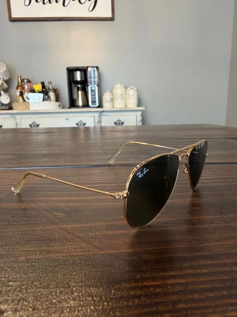 Ray-Ban Aviator Sunglasses Gold Frame with Dark Smoked Out Lenses